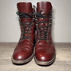 Justin L0510 Vintage BURGUNDY Women Size 5B Cowgirl Roper Western Boots Lace Up